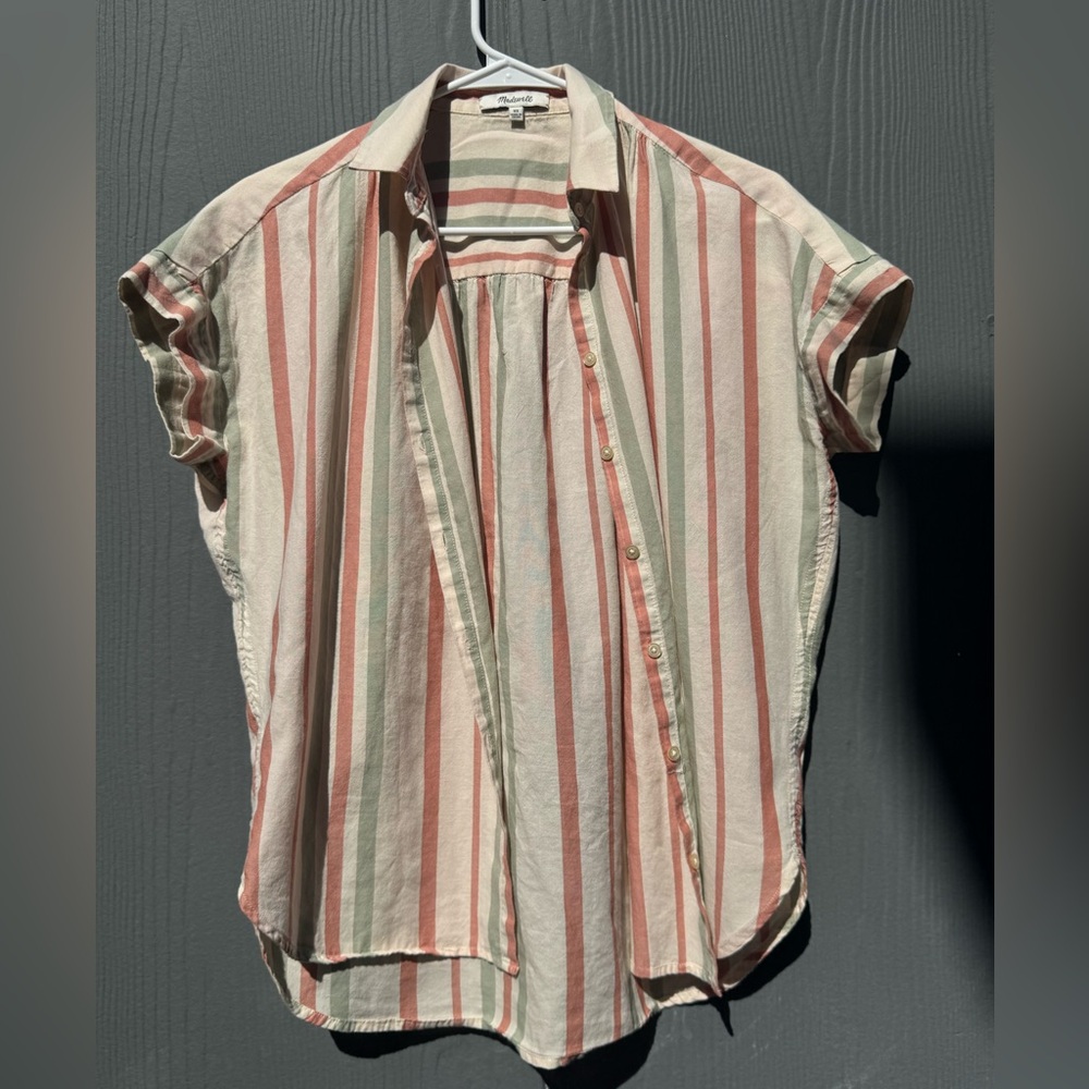 Madewell Brand Women’s Striped Short Sleeve Button Down Shirt Size XS